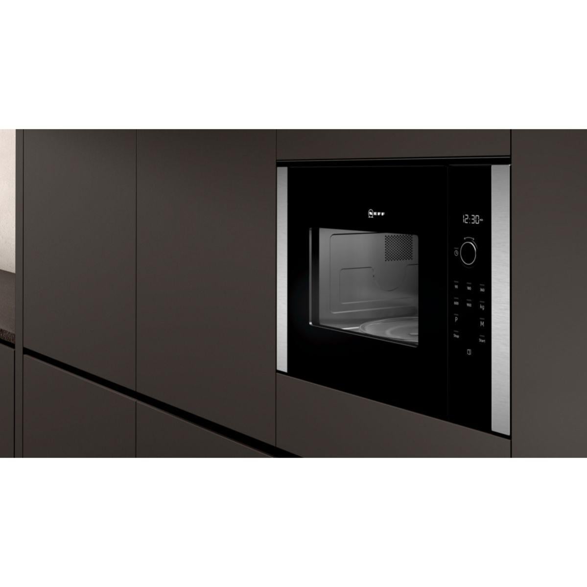NEFF HLAWD53N0 Micro-Ondes Encastrable - 25L 900W - Inox/Noir - Classe B - Programmable Électronique