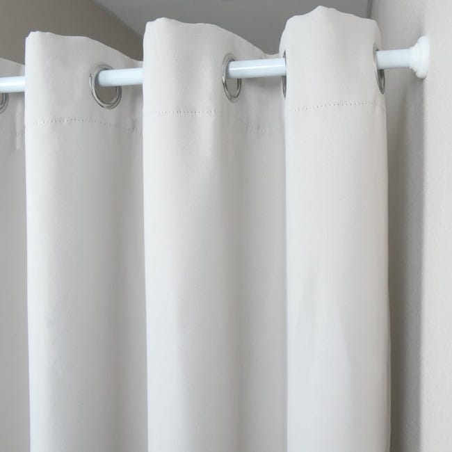 Barre à rideau vitrage VITRAGE PLAT coloris blanc longueur extensible de  40,0 à 60 cm