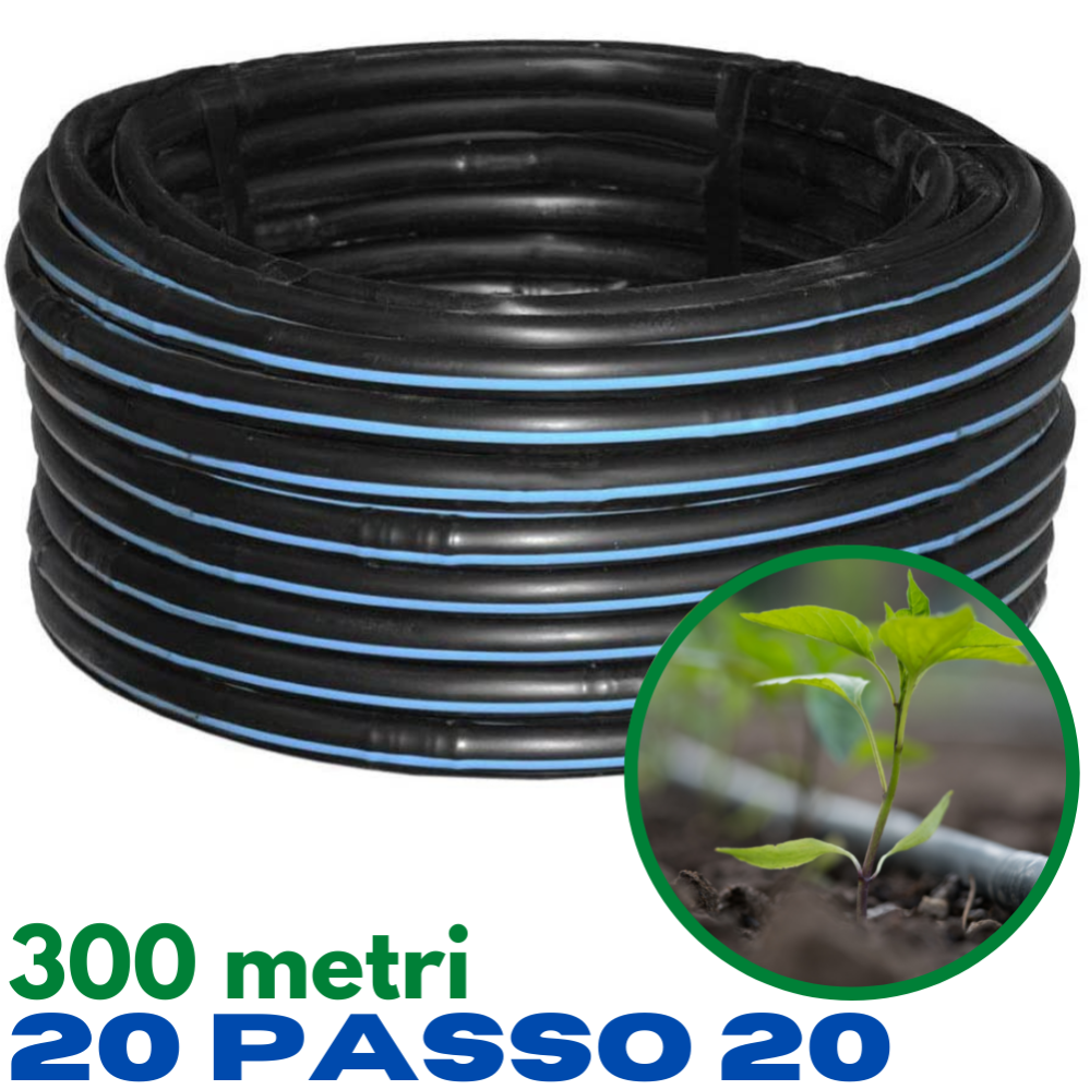 Manichetta Gocciolante Per Irrigazione - Ø20mm, Passo 60cm, Doppio Foro, Made In Italy - Foto 12