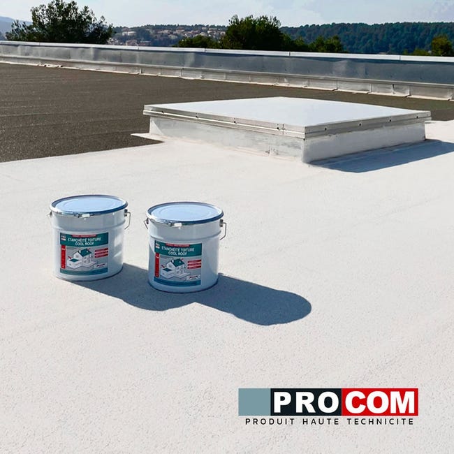 Peinture toiture étanche Cool Roof, peinture réfléchissante blanche, anti  chaleur PROCOM 2.5 litres-Blanc