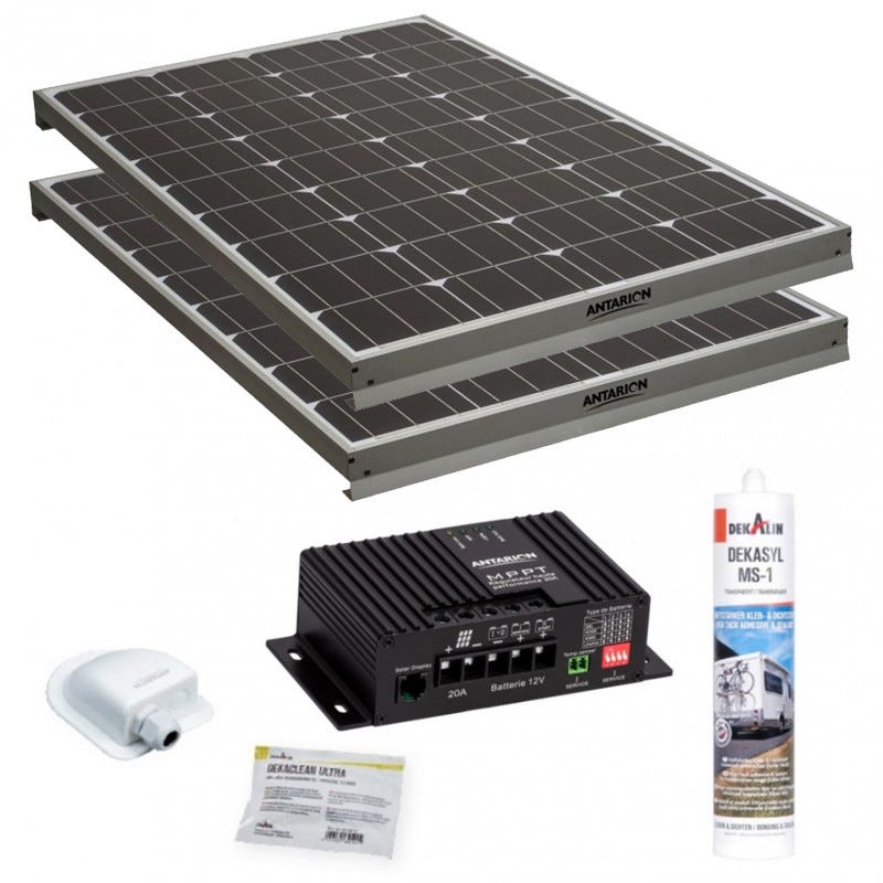 Pack ANTARION 2x panneaux solaires 150W camping car + Régulateur solaire  MPPT20