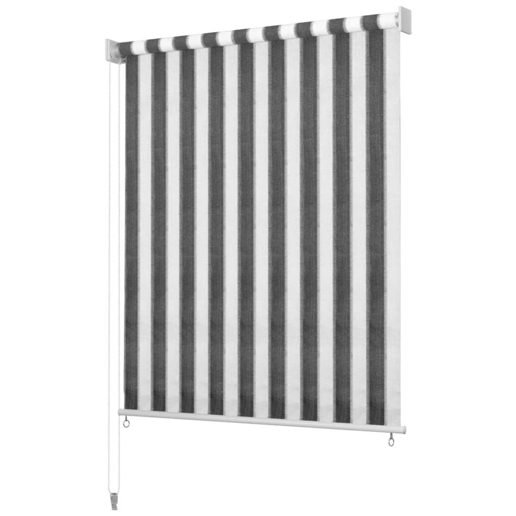 Store roulant d'extérieur 240x140 cm Rayures Anthracite / Blanc vidaXL