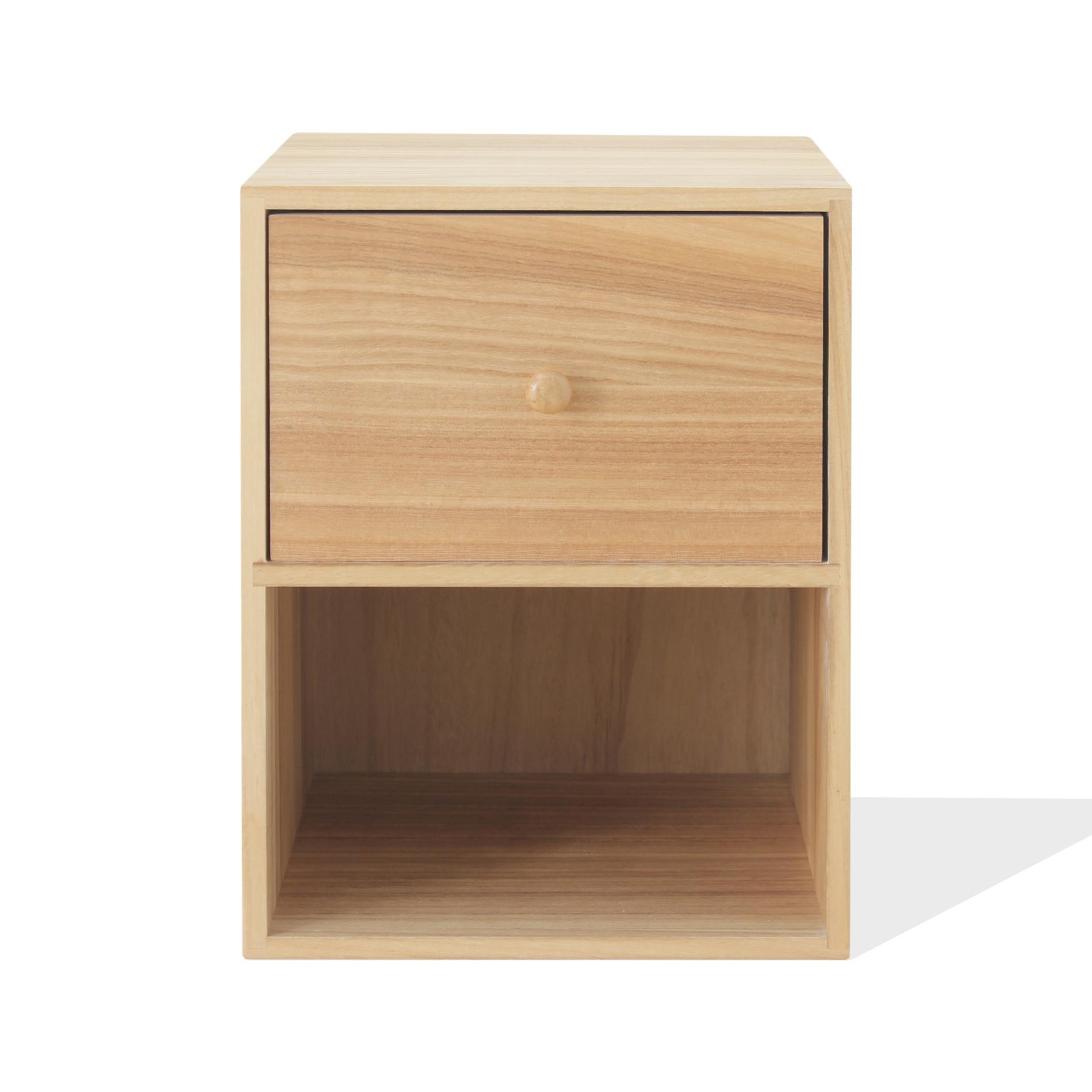 Rebecca Mobili Comodino Per Bambini, Bianco/marrone, MDF E Pino, Con Cassetto E Ripiano, 49x43x30 Cm