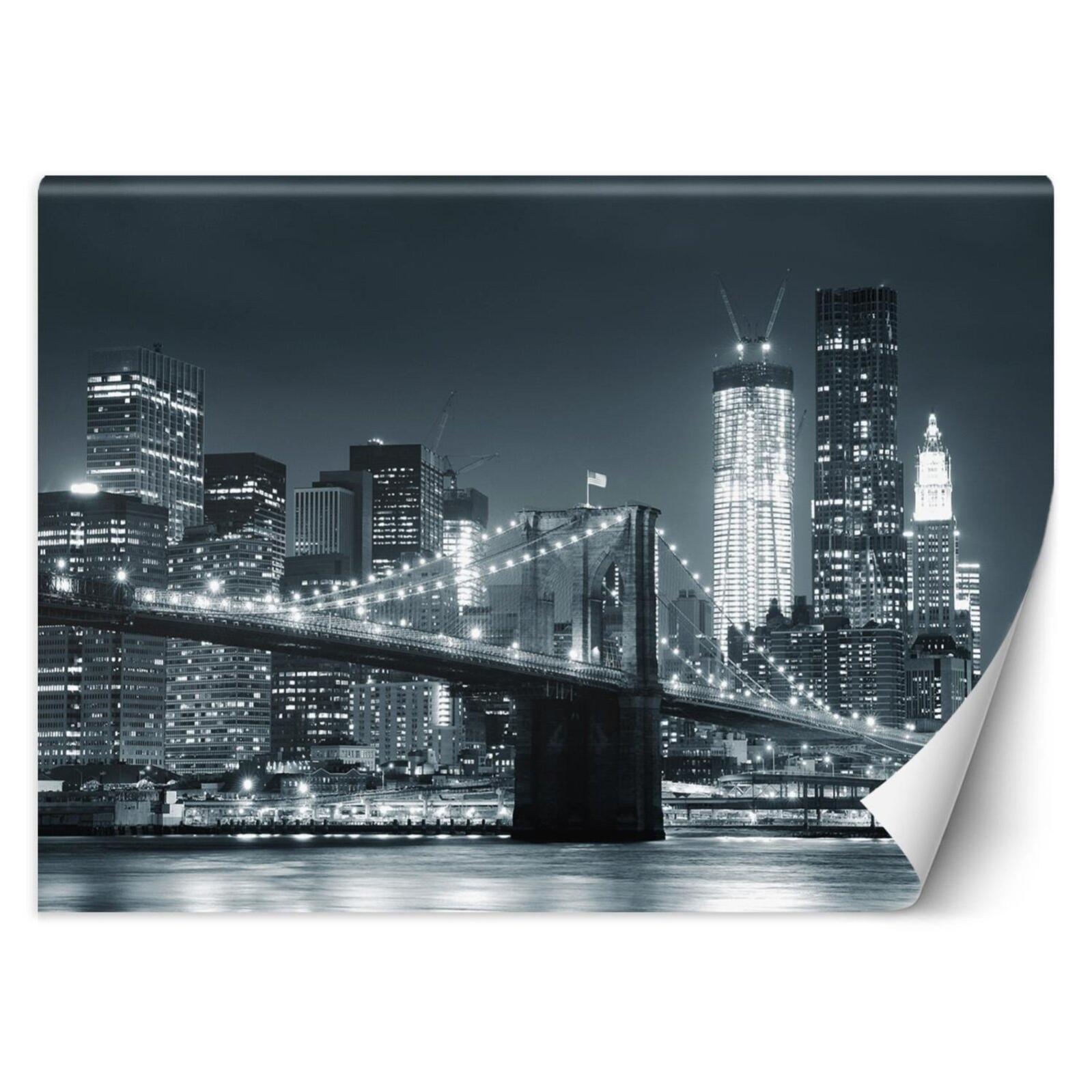 Papier peint mural, Pont de Brooklyn la nuit New York - 150x105 | Leroy