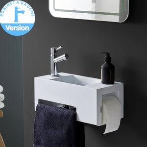 Lave-mains d'angle ANGO avec porte serviette intégré - AQUARINE