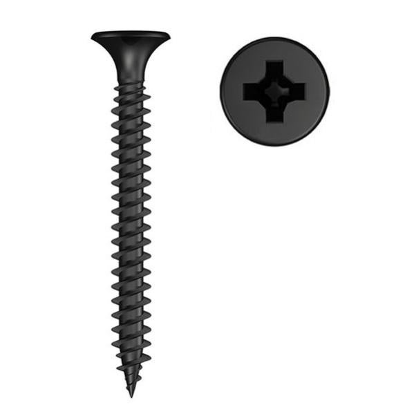Viti Autofilettanti Testa Piatta Svasata Phillips Per Legno - Assortimento M1-M3, Nero Zinco, Metriche