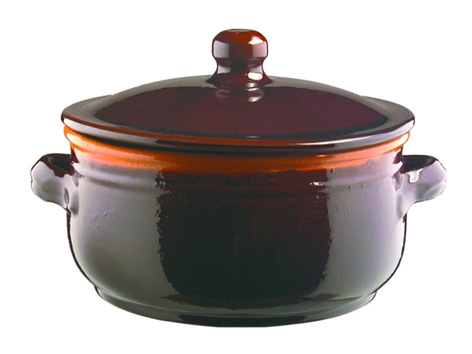 Pentola bombata in Terracotta con coperchio 24x h 28 cm Colore Amaranto Adatti per cucinare su