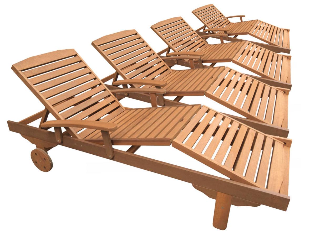 Bain de soleil pliant en bois exotique "Singapour" - Maple - Marron