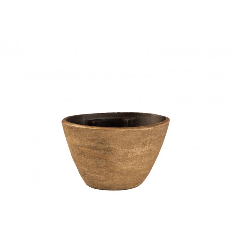 Cachepot Irrégulier En Céramique Rugueuse Couleur Or - Taille Medium, Style Brut Et Moderne - 8