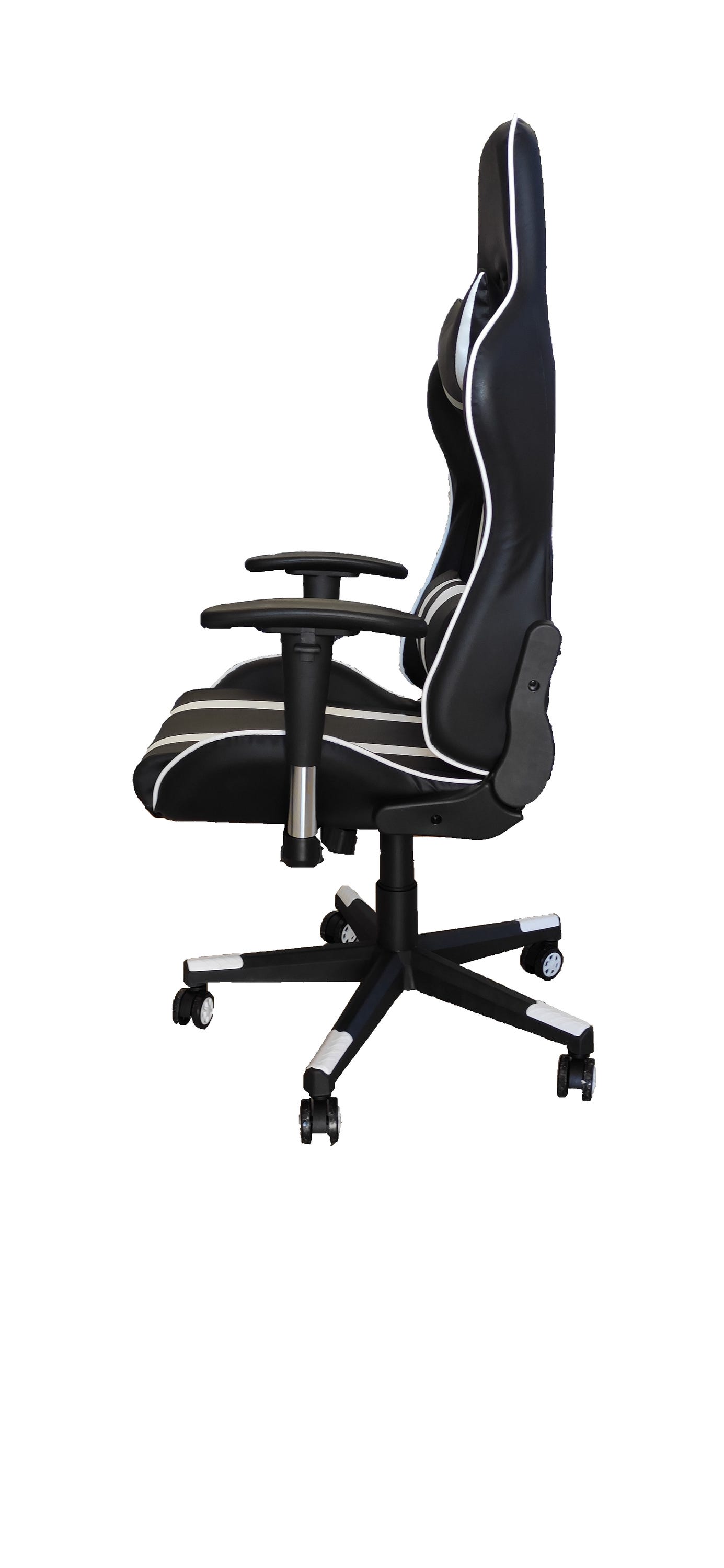 Sedia da ufficio Professional Grigio Gaming Racer, Sedia con braccioli,  supporto e cuscino lombare (Tessuti sintetici, inclinazione e altezza  regolabili, braccioli regolabili, regolabili a 180º)