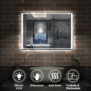 Miroir LED RGB Anti-buée pour Salle de Bain - Carré 80x80 cm