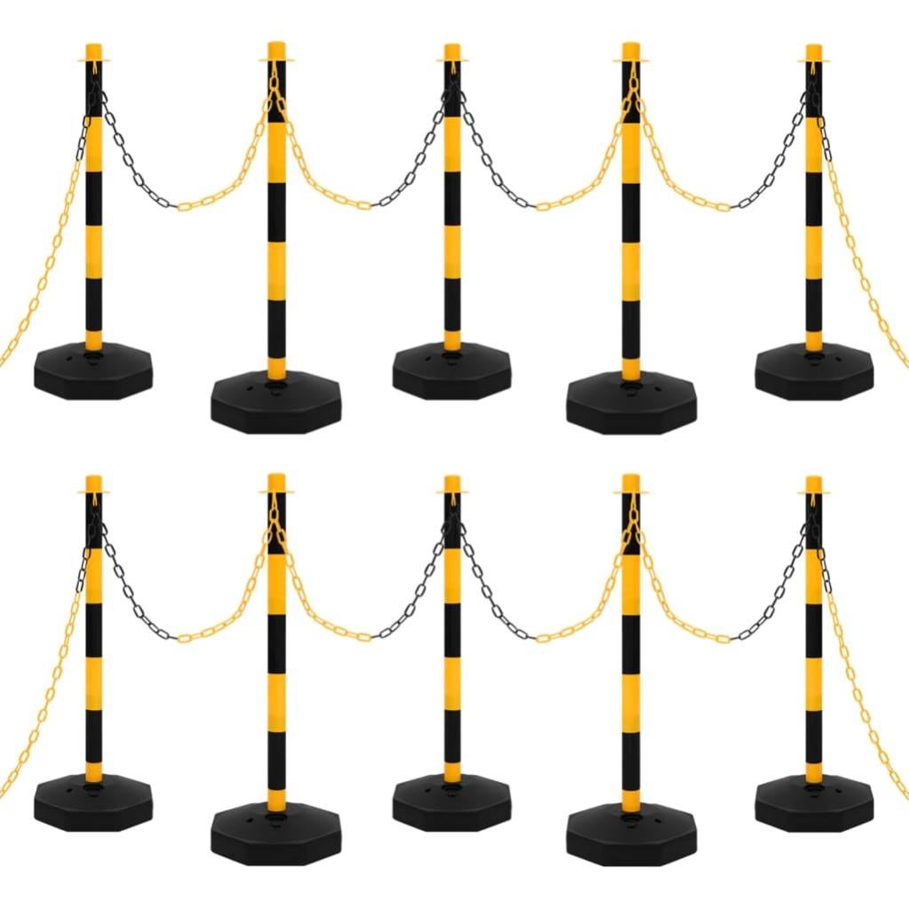 Vidaxl Juego De Barrera Con Postes Y Cadena Plástico 10 M