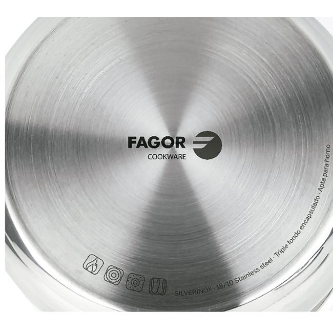 Fagor Alutherm Olla Inducción 20 cm, Aluminio Fundido, Tapa de Cristal,  Espesor 5,3 mm, Antiadherente
