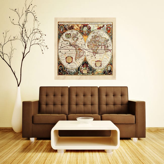 Póster decorativo mapamundi vintage beige - 160 x 110 cm - Sanders &  Sanders