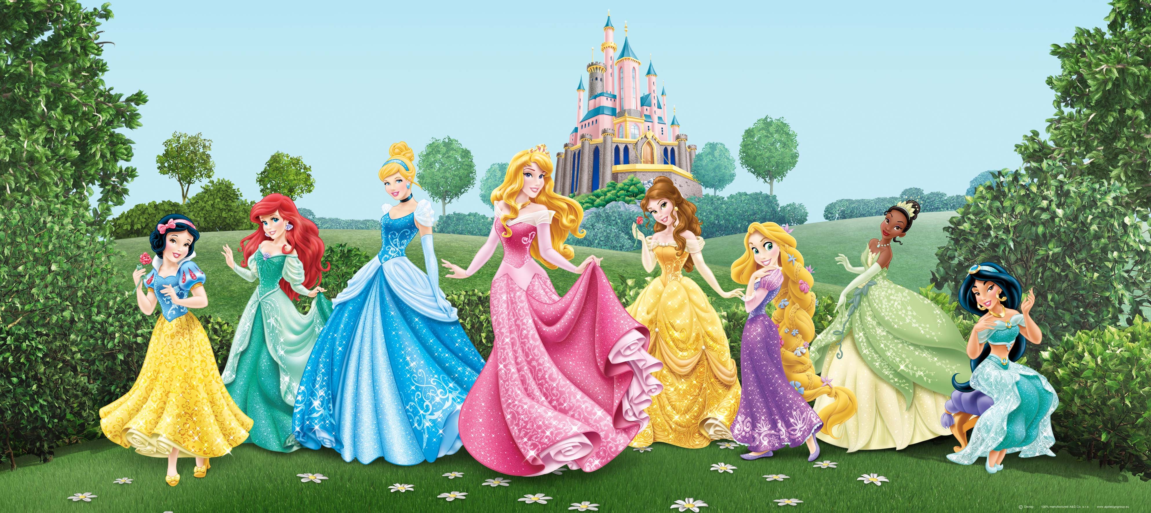 Poster Principesse verde, blu e rosa - 202 x 90 cm - Disney