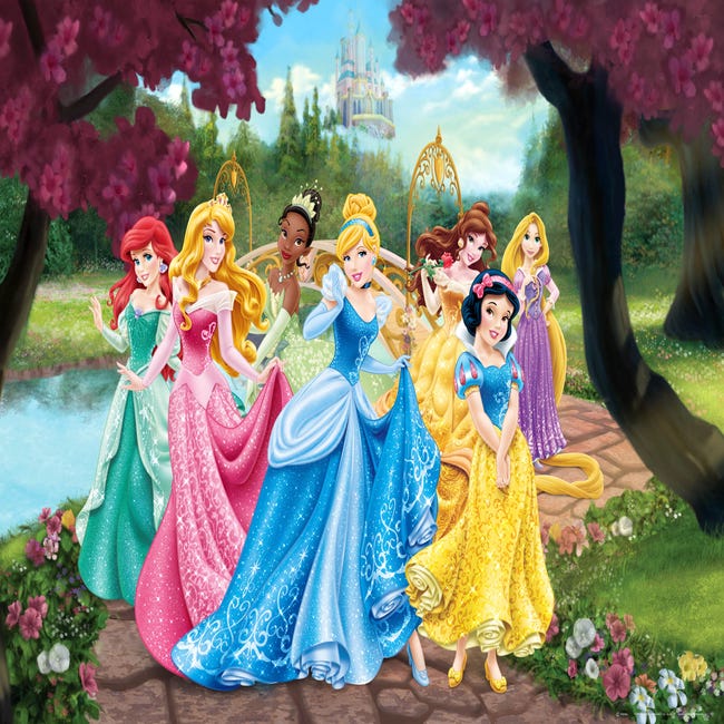 Multitud ganancia Dedicar Póster decorativo Princesas rosa, amarillo y azul - 160 x 110 cm - Disney |  Leroy Merlin