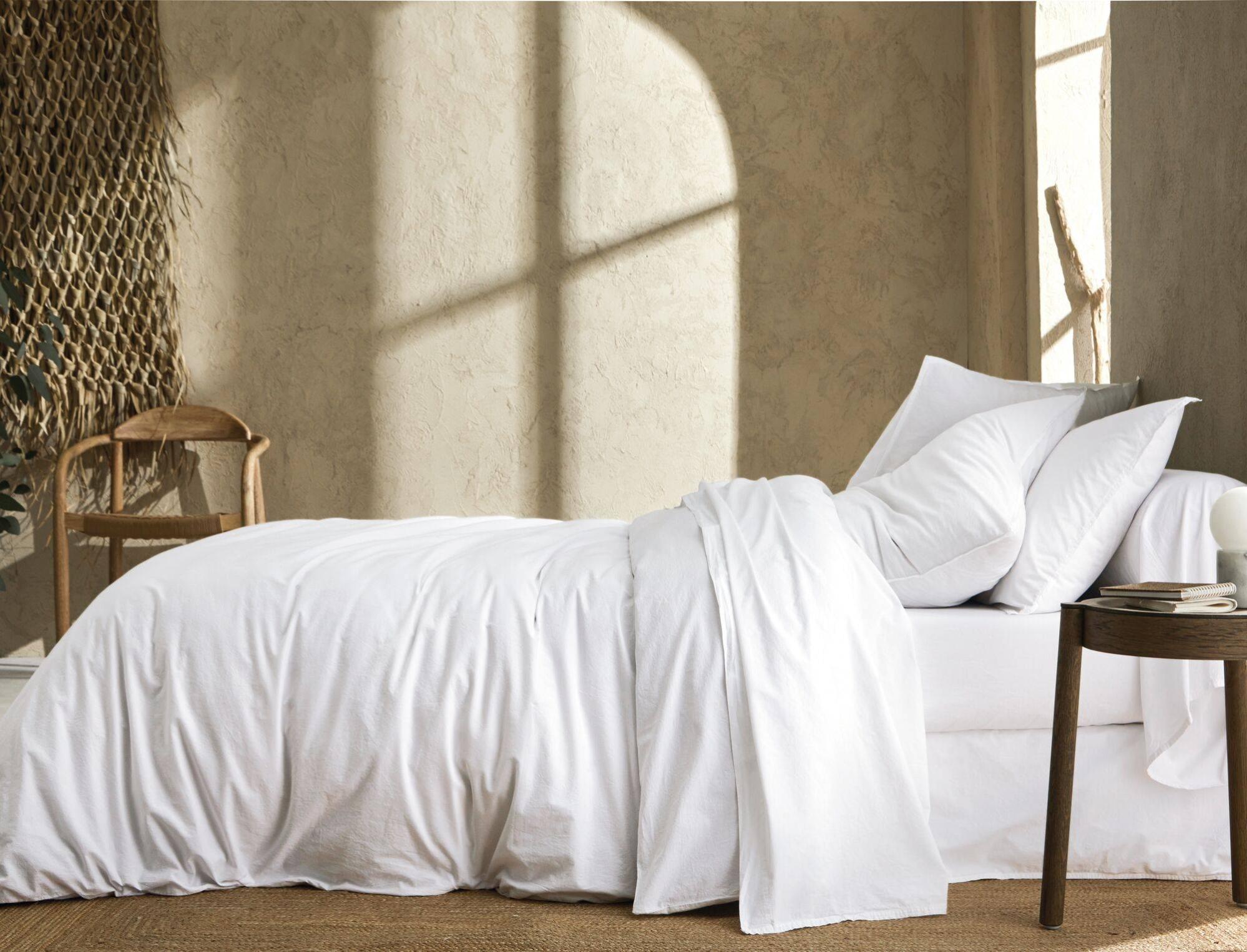 Housse de couette percale lavée Bohème BLANC DES VOSGES-140 x 200 cm