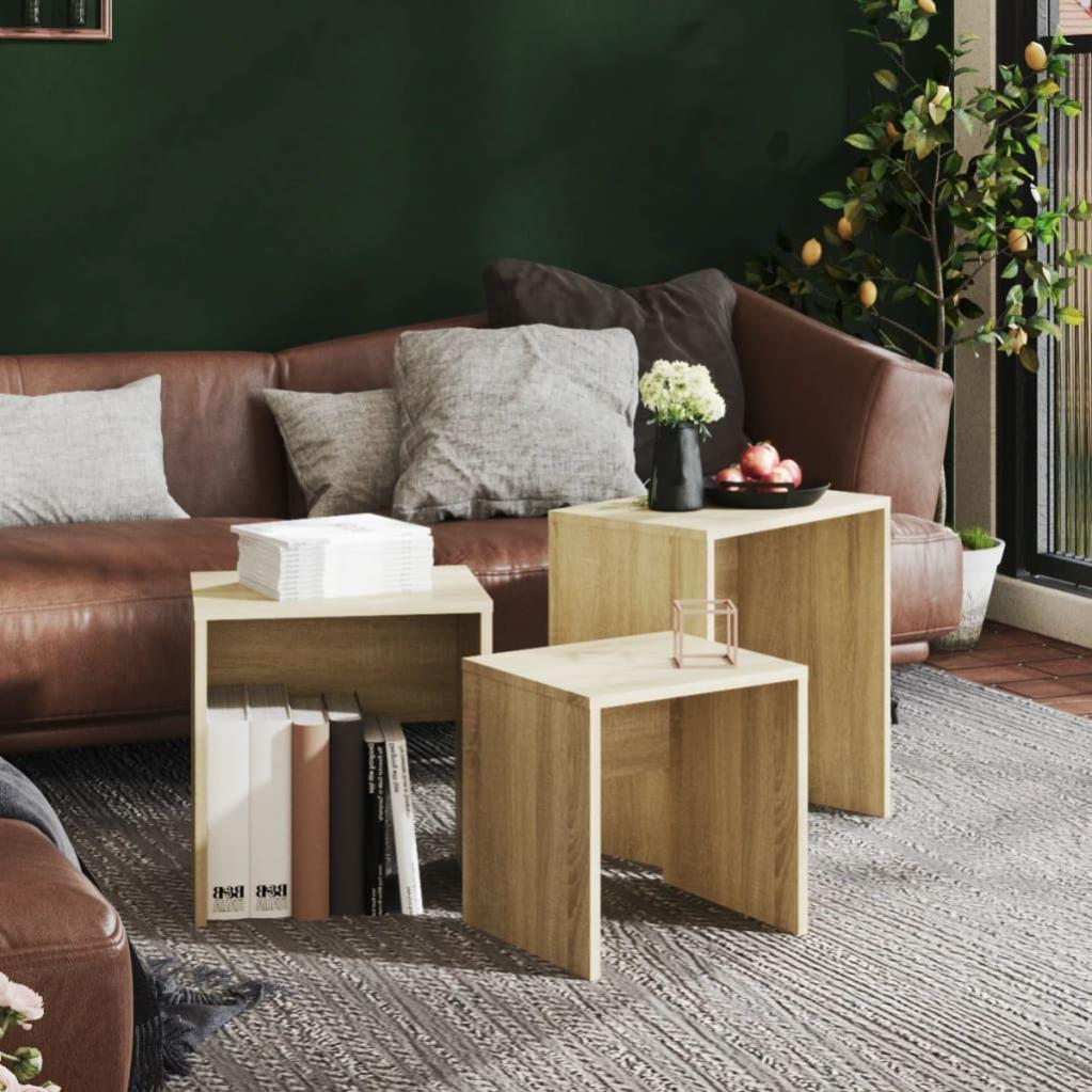 Tavolino Da Salotto VidaXL Con Luci LED — 50x50x40 Cm, Rovere Sonoma, Gambe Metallo, Peso Max 60 Kg