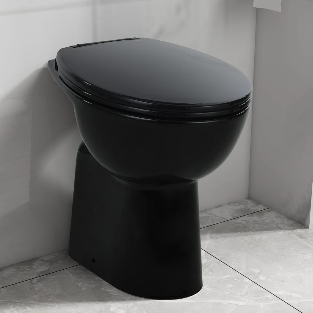 vidaXL WC Toilette in Ceramica da Bagno Nero Soft Close Sanitari Vaso Scarico 