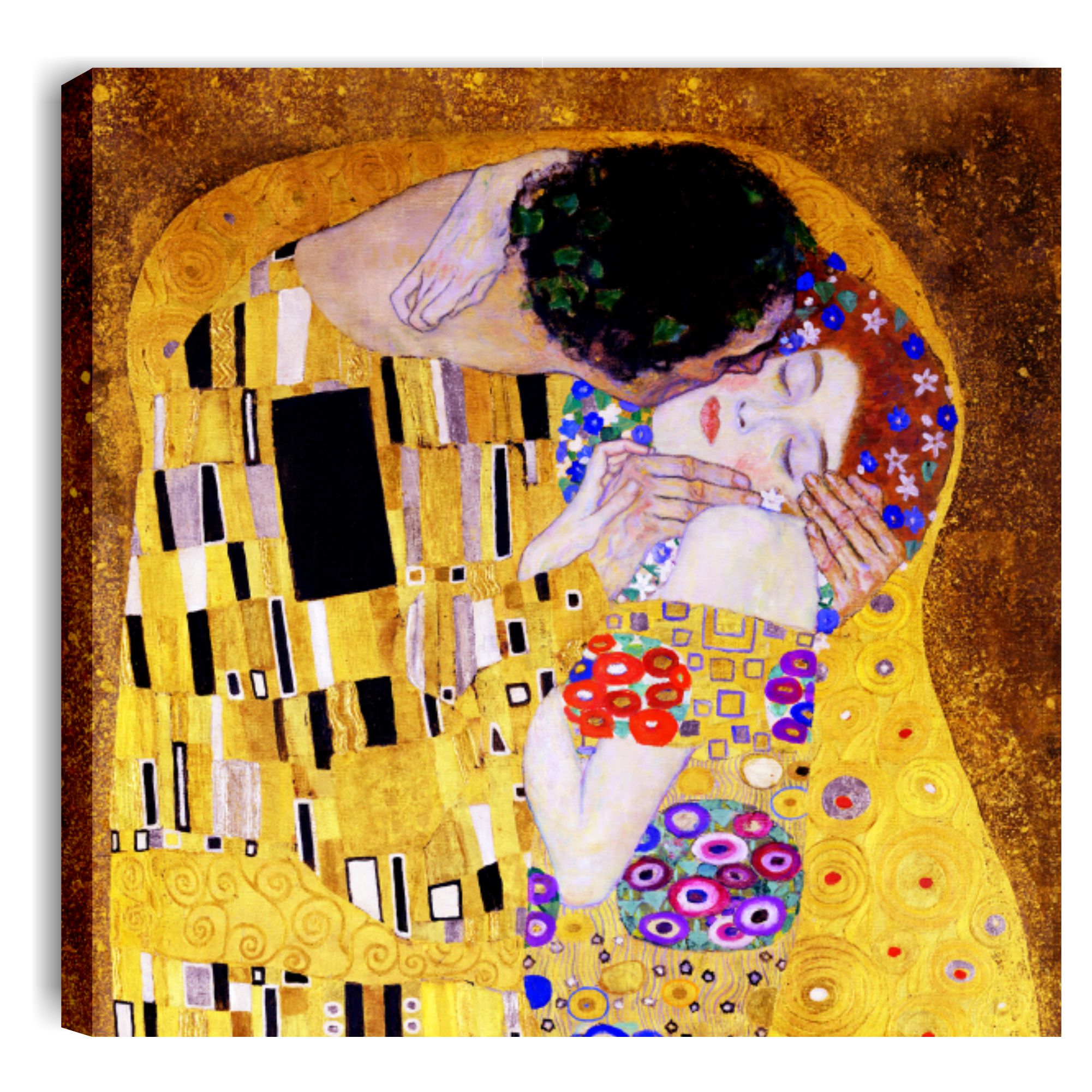 Klimt Il Bacio quadro moderno riproduzione stampa su tela 50 x 50 cm per  soggiorno camera da letto ufficio