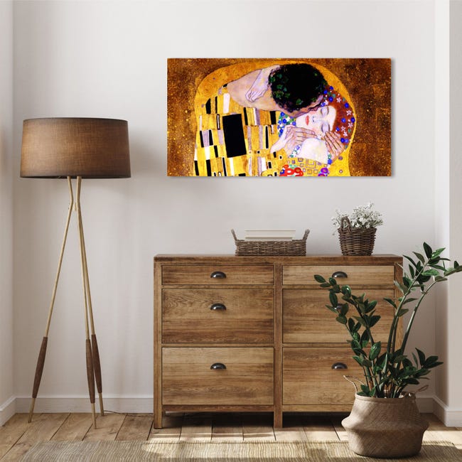 Klimt Il Bacio quadro moderno stampa su tela 90 x 45 cm per