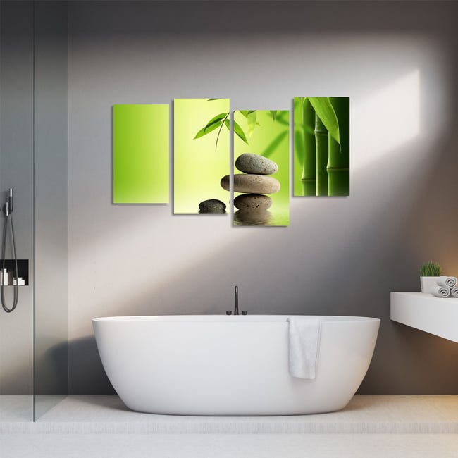 Zen Verde - quadro moderno per bagno soggiorno camera da letto stampa su  tela bamboo verde 152x78 cm
