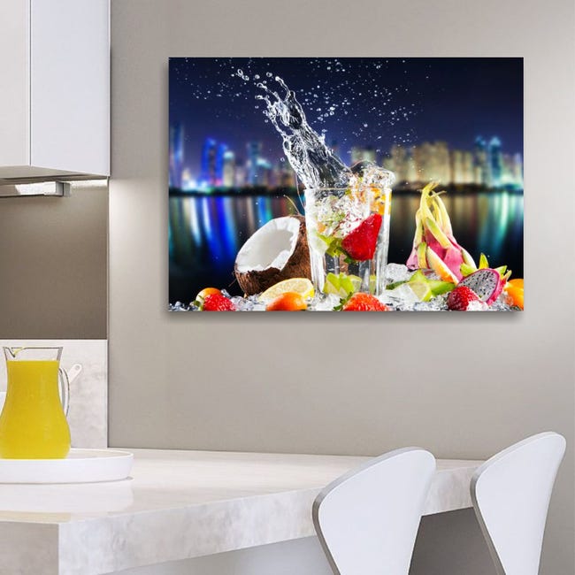 Fresh cocktail 1 - quadro moderno drink e frutta stampa su tela per cucina  bar ristorante 70x50 cm