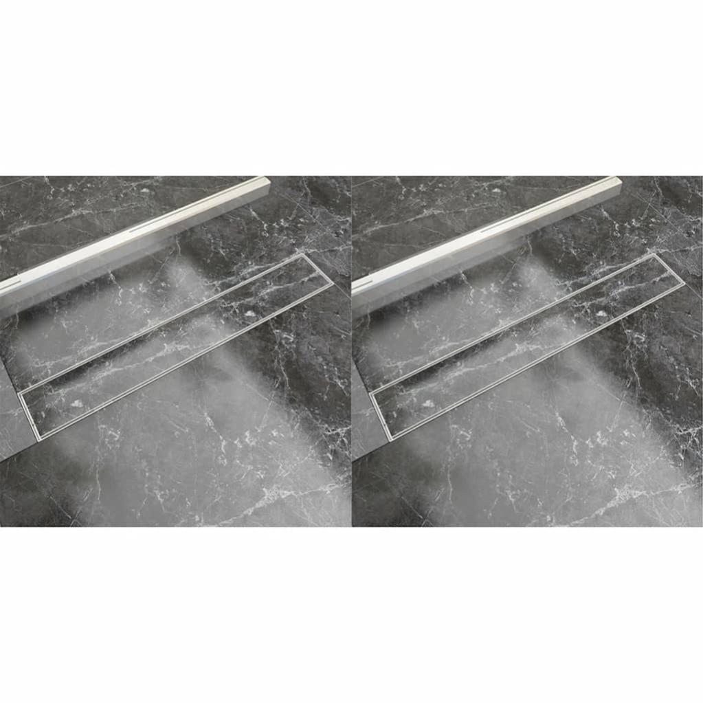 Scarico Lineare Doccia Rettangolare In Acciaio Inox Nero - 30x10cm, Griglia Rimovibile, Drenaggio Rapido