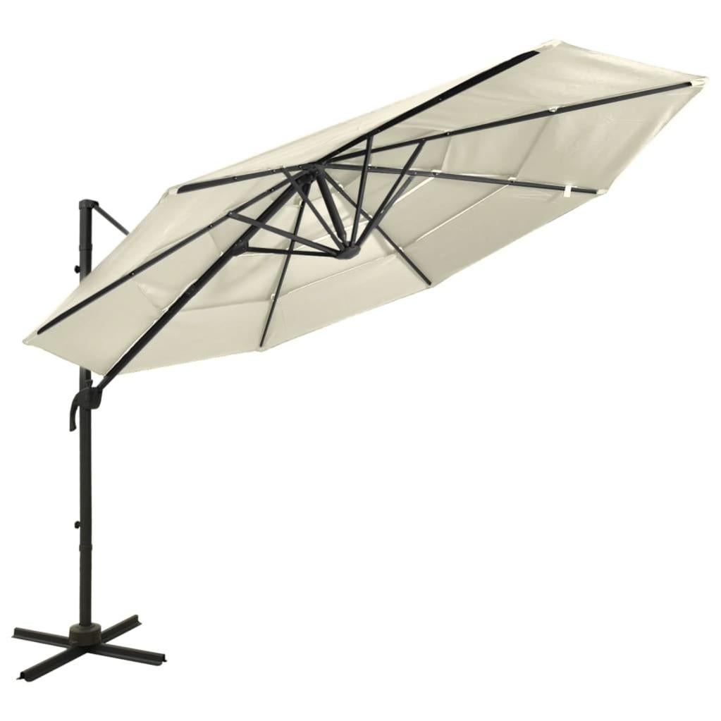 VidaXL Ombrellone A 3 Livelli 2,5x2,5 M – Palo In Alluminio, Colore Talpa, Con Manovella E Inclinazione, Protezione UV