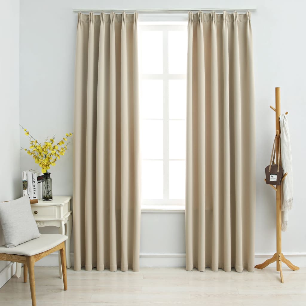 VidaXL Tende Oscuranti con Ganci 2 pz Beige 140x245 cm