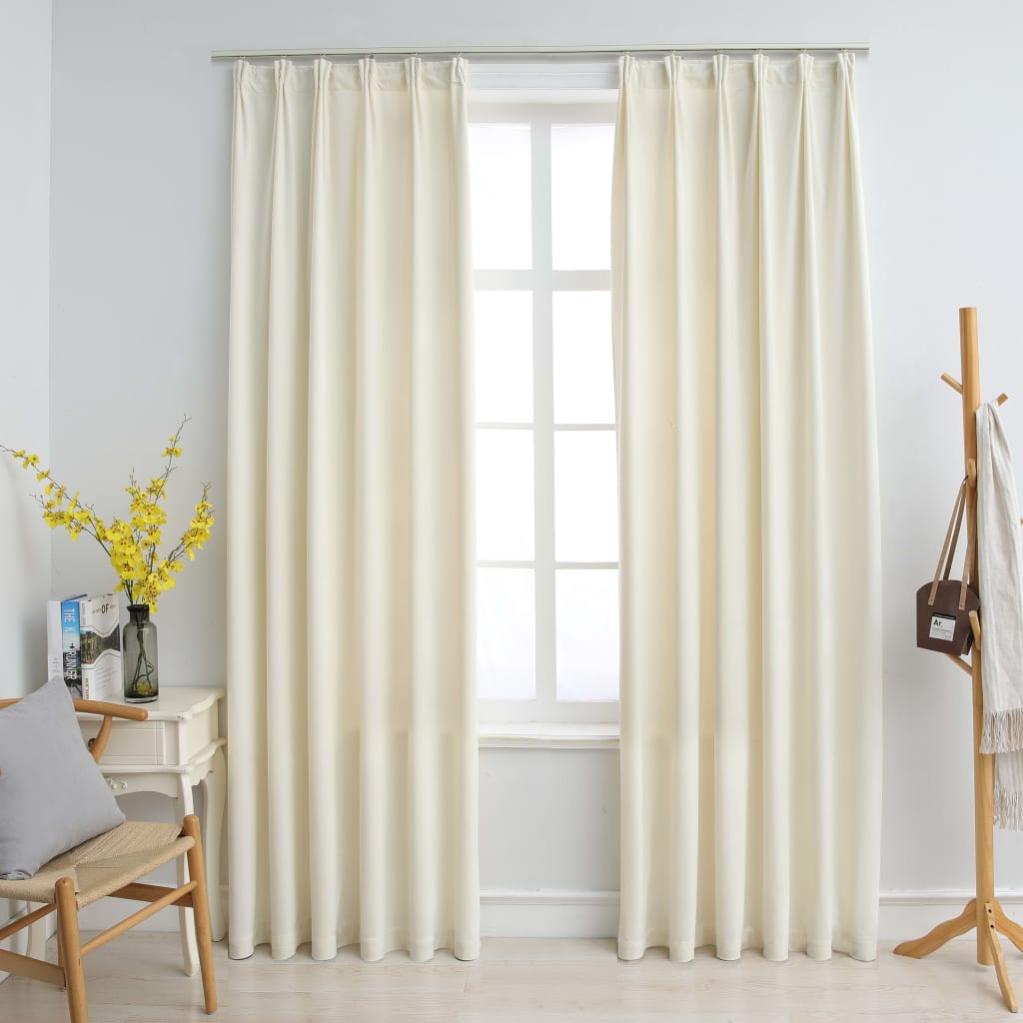 VIDAXL - Tende Oscuranti Con Ganci 2 Pz Nere In Velluto 140x225 Cm