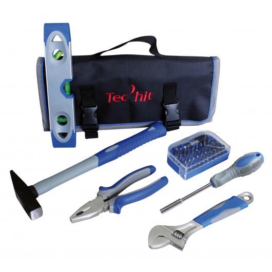 TEC HIT 500036 - Sac d'outils avec 36 pièces - Niveau - Marteau