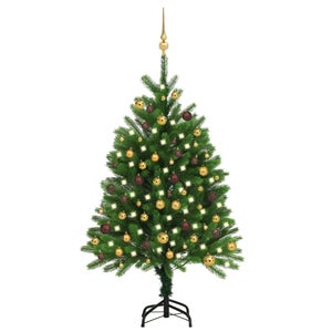 VidaXL Albero di Natale Preilluminato con Palline Verde 120 cm