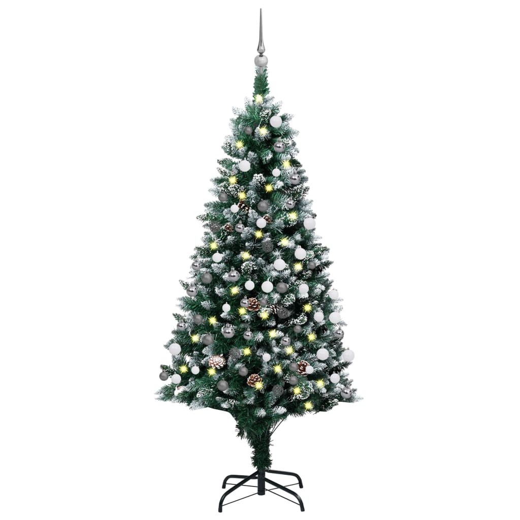 Arbre de Noël artificiel LED et boules et pommes de pin 180 cm vidaXL  Leroy Merlin