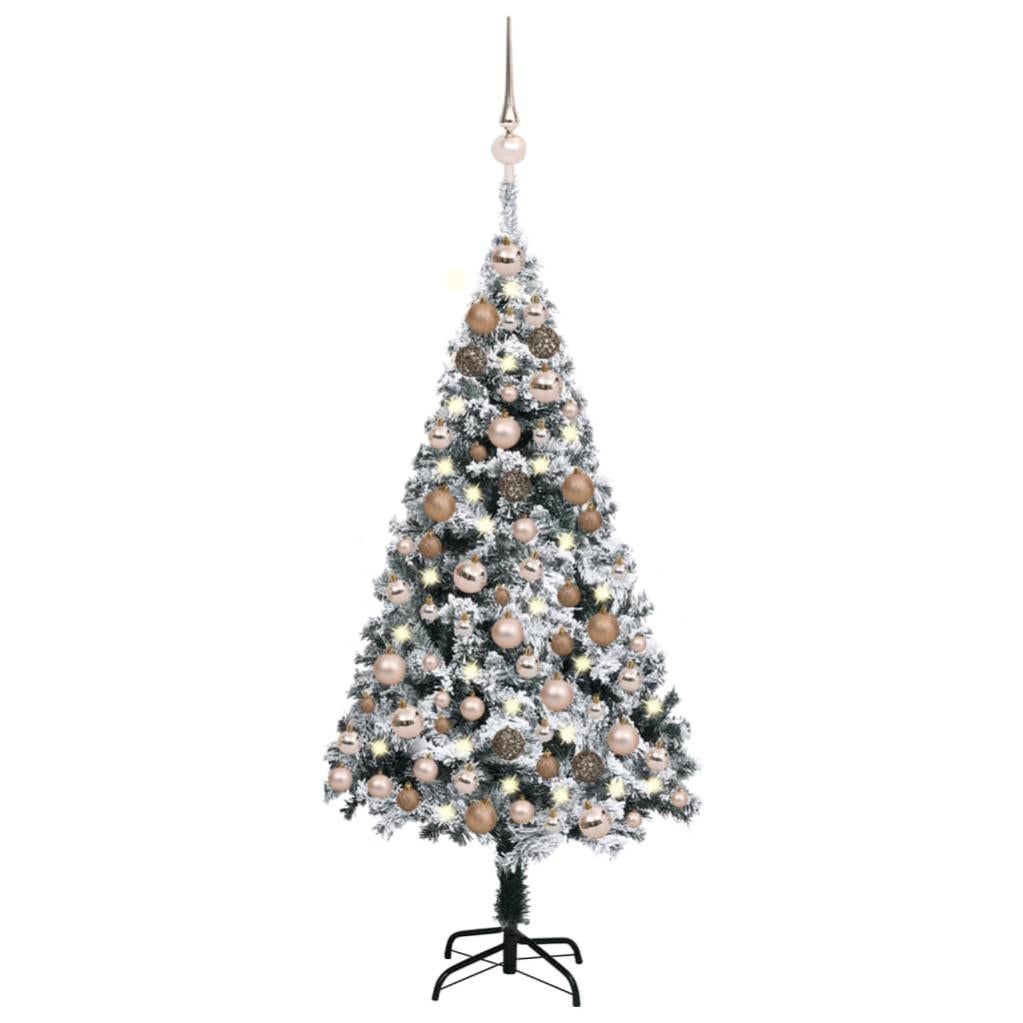VidaXL Albero Di Natale Artificiale Sottile Con Base, 120 Cm, PVC, Innevato Con Pigne