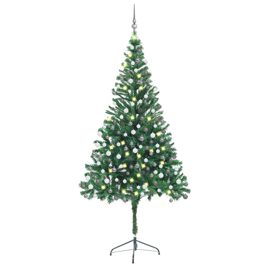 VidaXL Set Albero Natale Artificiale Con LED E Palline 210 Cm 910 Rami