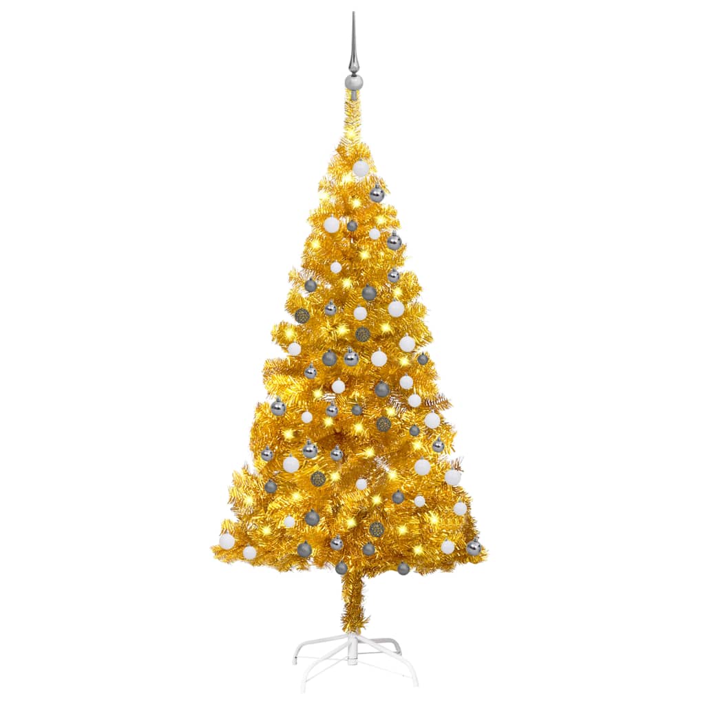 Arbre de Noël artificiel avec LED et boules Doré 120 cm PET vidaXL  Leroy Merlin