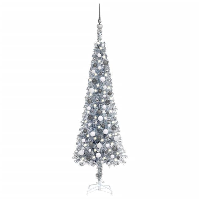 VidaXL Albero Di Natale Sottile Con Base In Metallo - 300 Cm, 696 Punte In PVC, Design Salvaspazio