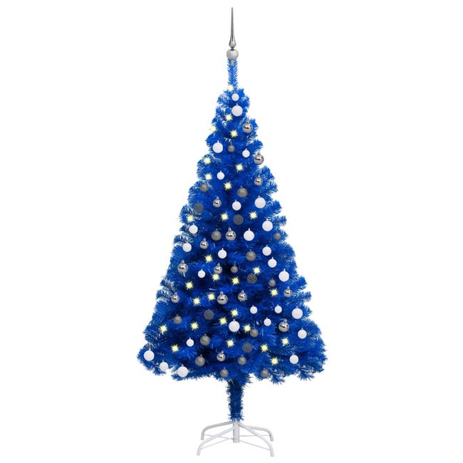 Árbol Navidad artificial con LED y bolas PVC azul 120 cm | Leroy Merlin