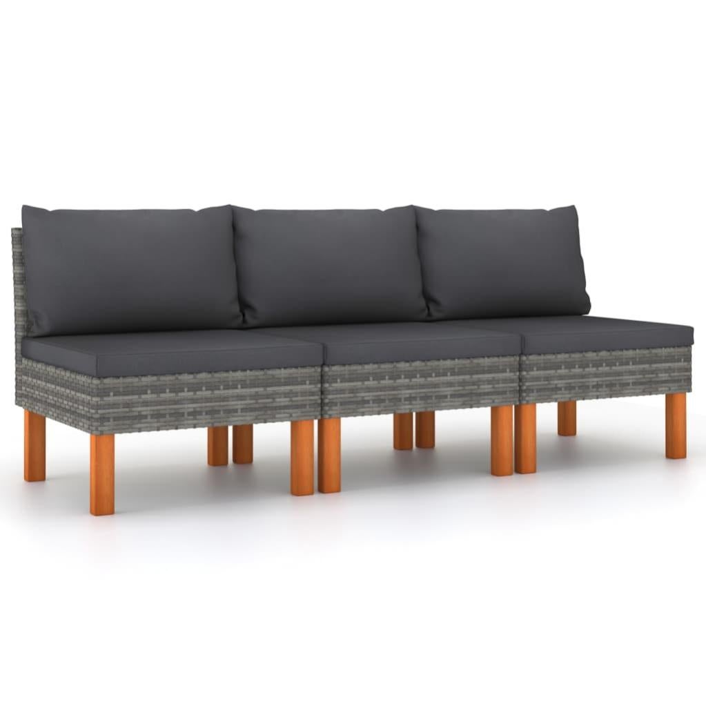 VIDAXL - Set Mobili Da Giardino 3 Pz Polyrattan E Legno Massello Acacia