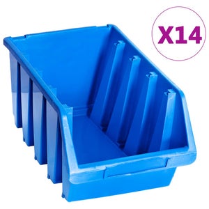 VEVOR Bac à Bec Plastique 24 Boites Rangement Empilables Atelier 137x105x78  mm Bleu/Rouge Combinaison Conteneurs Stockage Robustes pour Placard