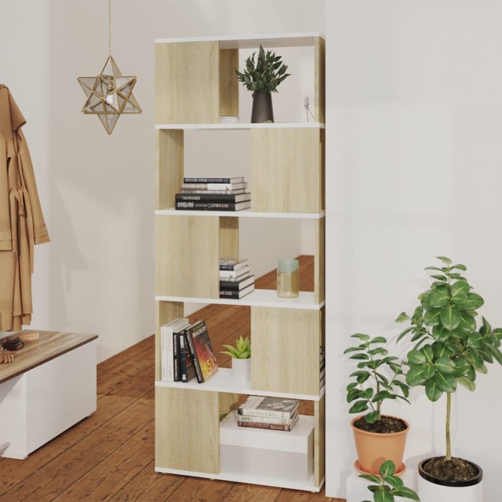 Libreria Divisorio VidaXL 105x24x102 Cm - Rovere Nero - Con Fissaggio A Parete