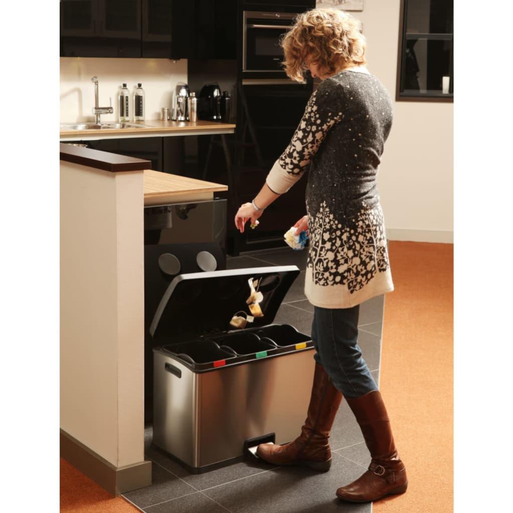Pattumiera Da 60 L  2 X 30 L , Sistema Di Raccolta Differenziata Dei Rifiuti Da Cucina Pattumiera In Metallo Con Pedale A Chiusura Ammortizzata 88959420