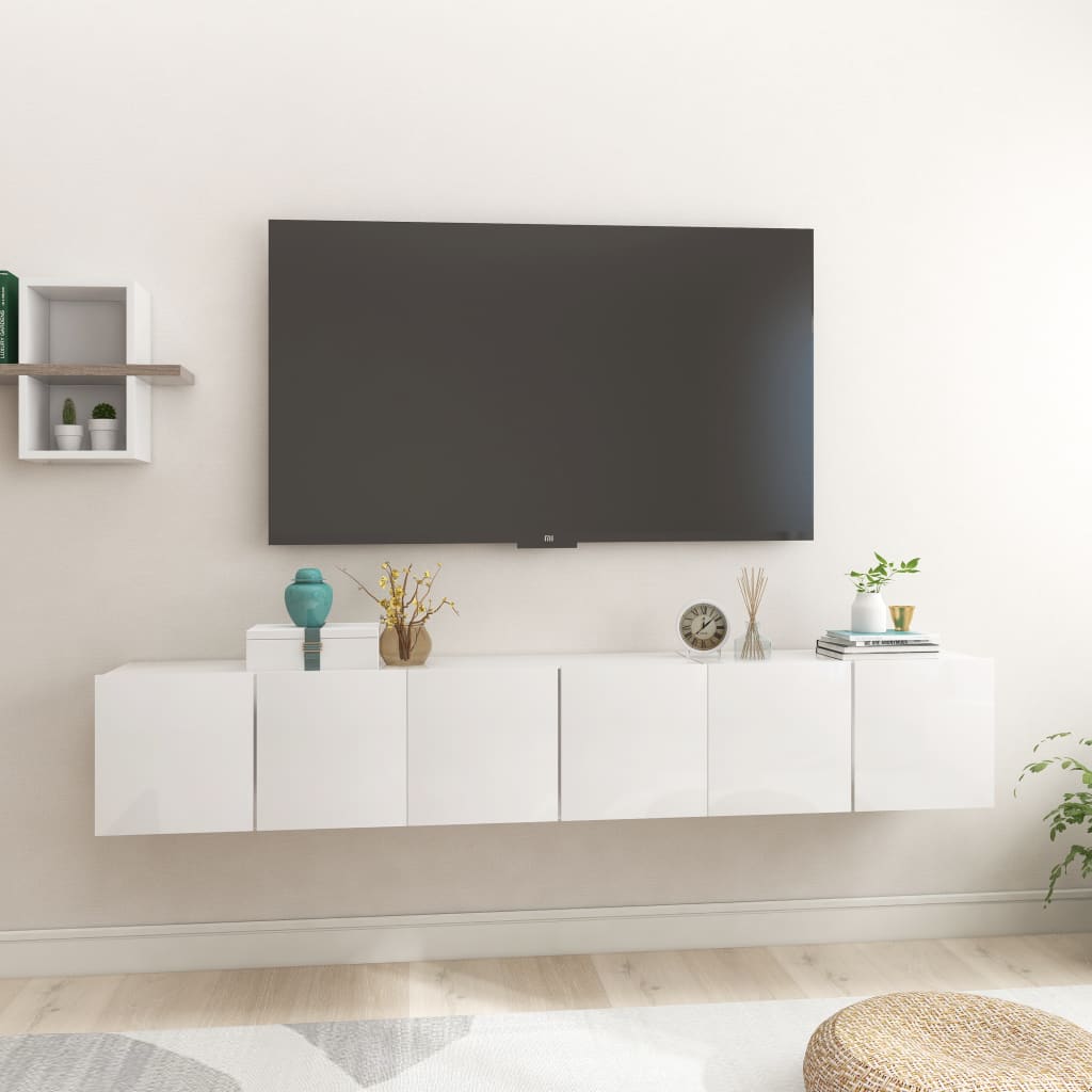 Muebles colgantes de TV 3 unidades blanco 60x30x30 cm | Merlin