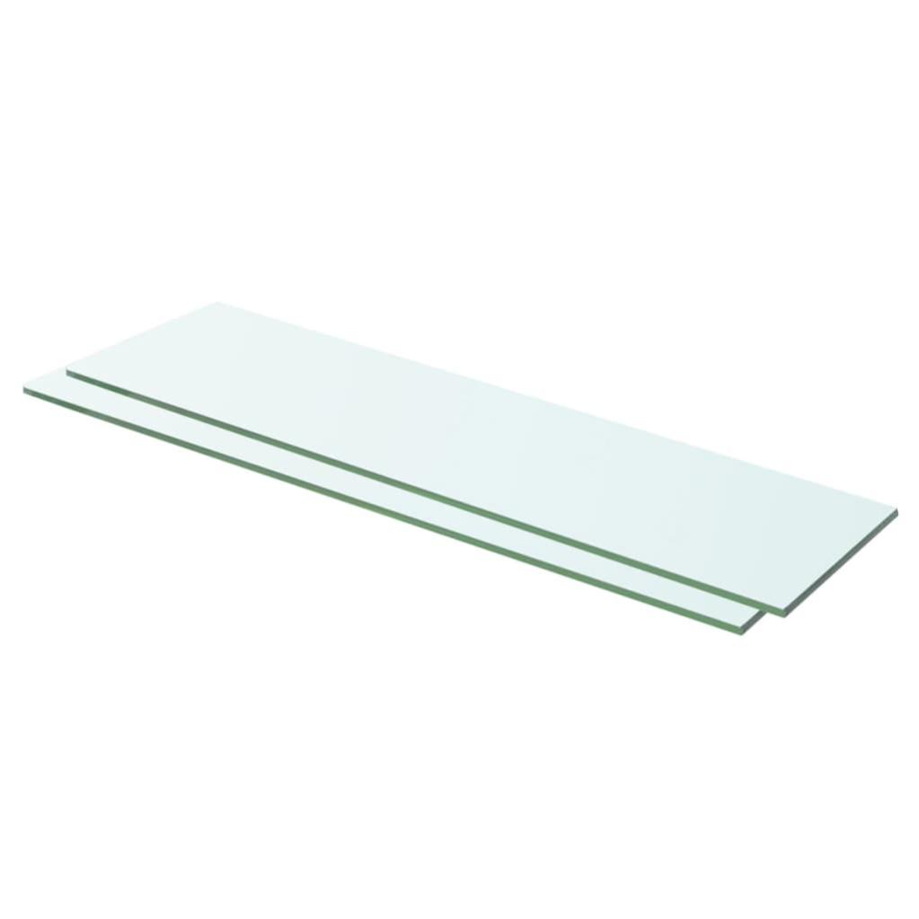 2 Mensole In Vetro Temperato Trasparente 70x20 Cm - Per Soggiorno, Bagno, Ufficio, Portata 15 Kg