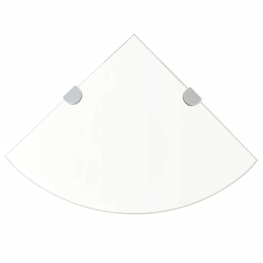2 Pz Scaffali | Mensole Angolari Supporti Cromati E Vetro 25x25 Cm Cfw84260 90683490