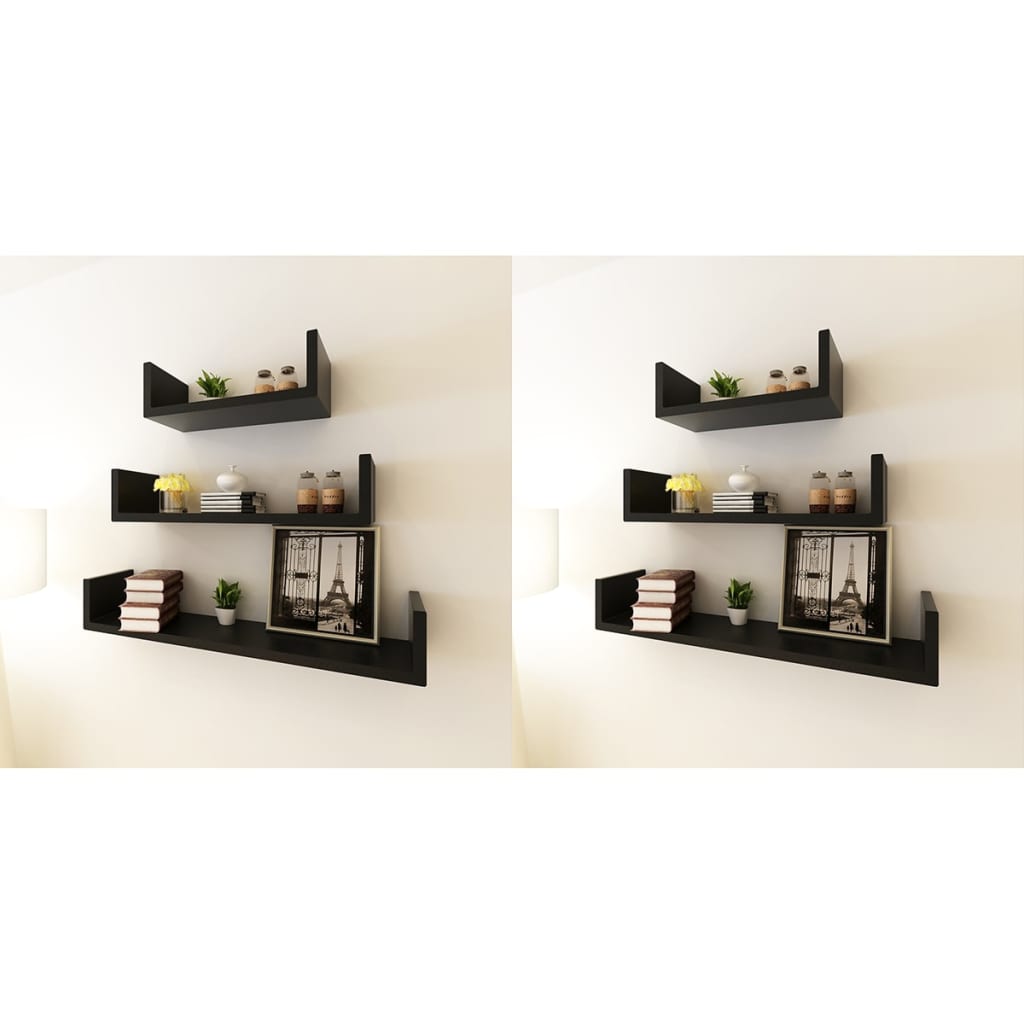 BLENOM Étagère murale en bois massif durable supports métalliques noir  Siona bord droit 50x15x3cm Chêne