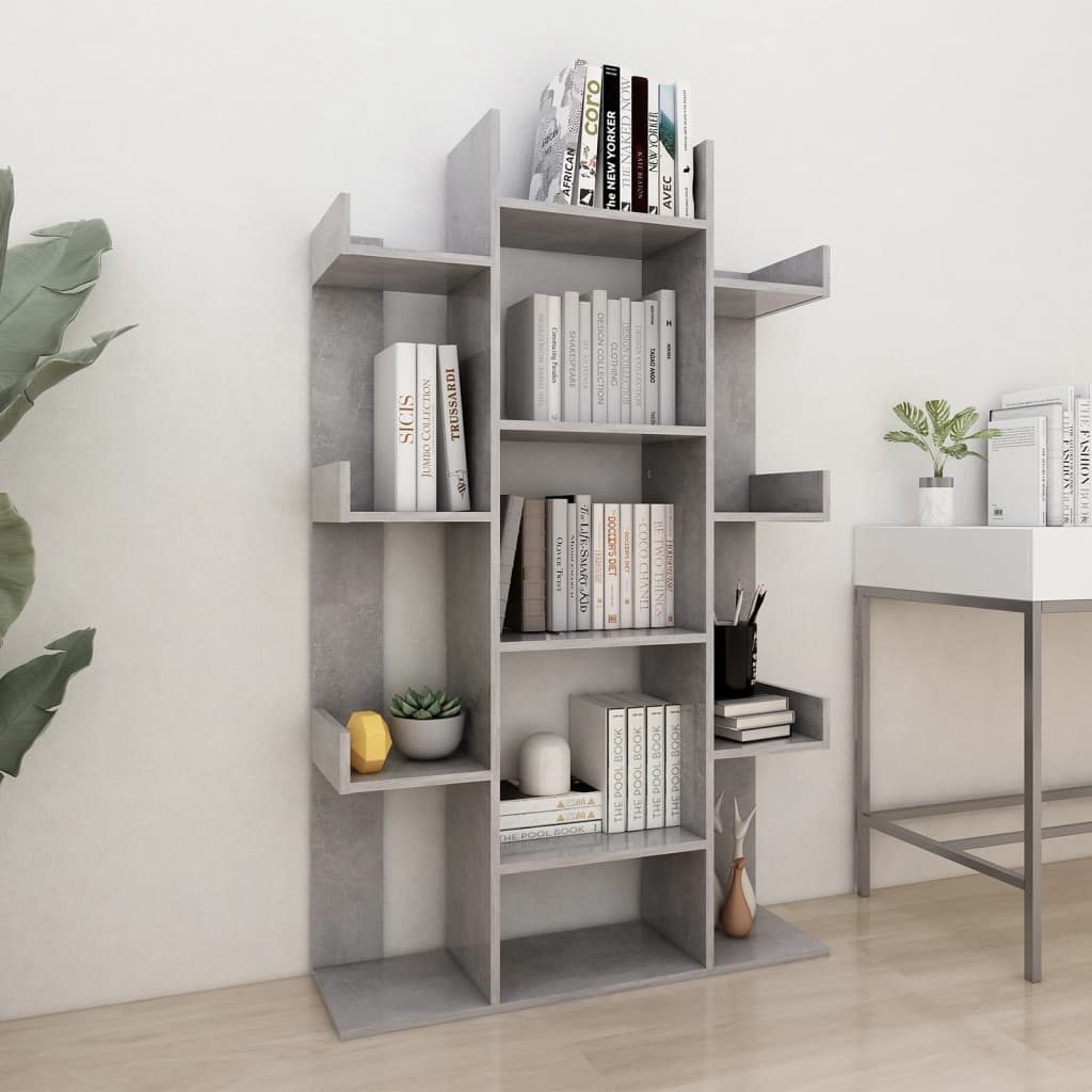 Libreria VidaXL Grigio Cemento - 48x25.5x140cm - 8 Ripiani - Truciolato - Foto 5
