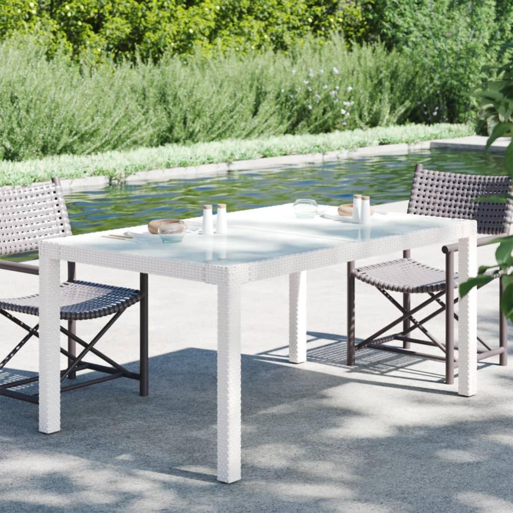 Tavolo Giardino 150x90x75cm Vetro Temperato e Polyrattan Grigio