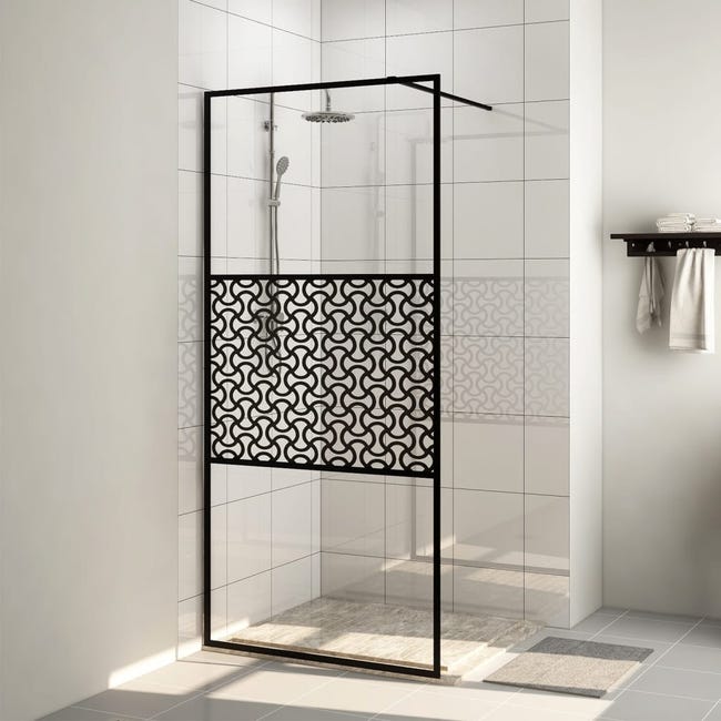 educar Confesión discordia VidaXL Mampara ducha accesible vidrio ESG transparente negro 90x195 cm | Leroy  Merlin